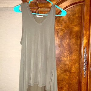 Sleeveless olive top with hood on back!